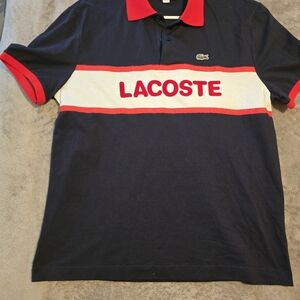 Lacoste Men's Navy and Red Polo Shirt